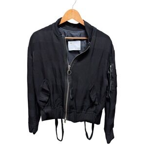 Matthew Miller Untitled Mixed Media Bomber Jacket Mens L Black Goth Streetwear